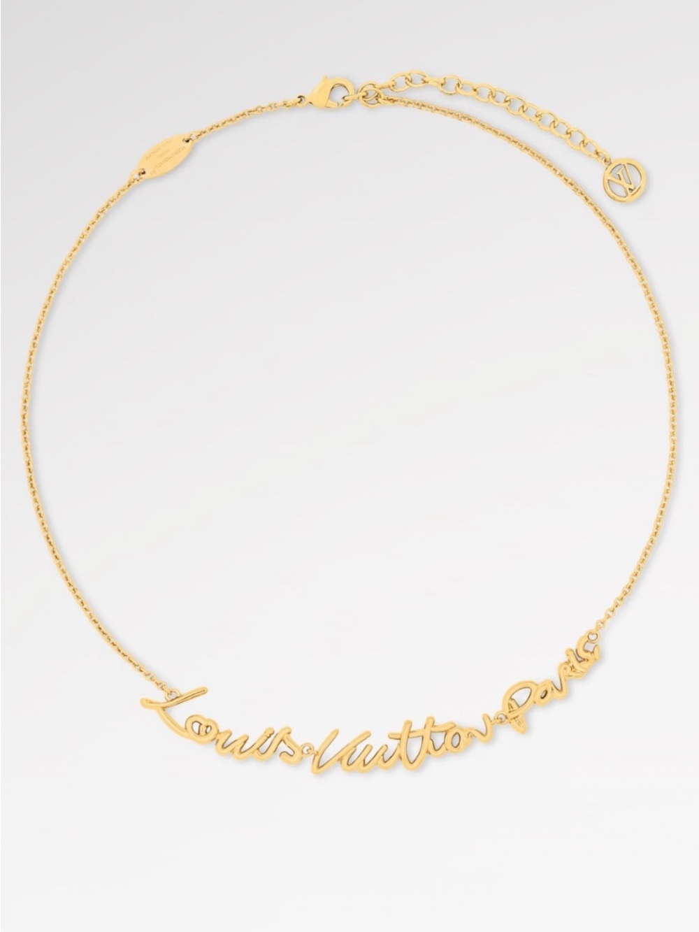 Louis Vuitton Gold Script Signature Necklace